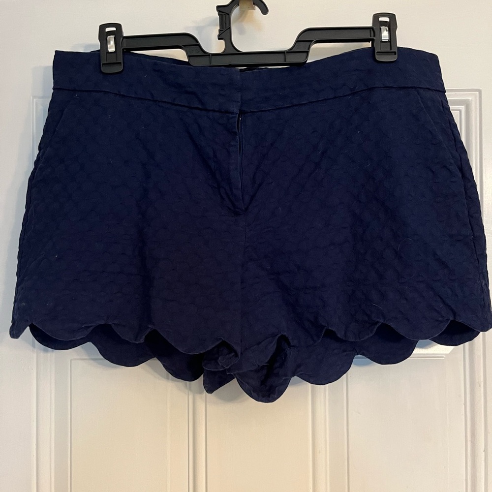 Crown & Ivy Blue High Waist Scalloped Shorts
